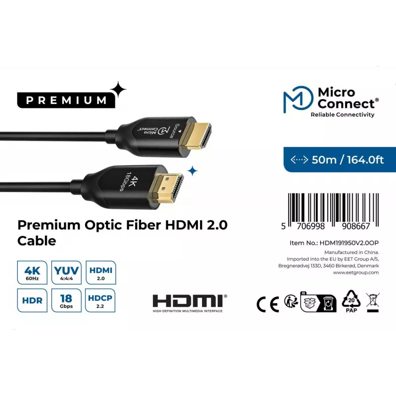 Καλώδιο HDMI Premium Optic Microconnect 50m