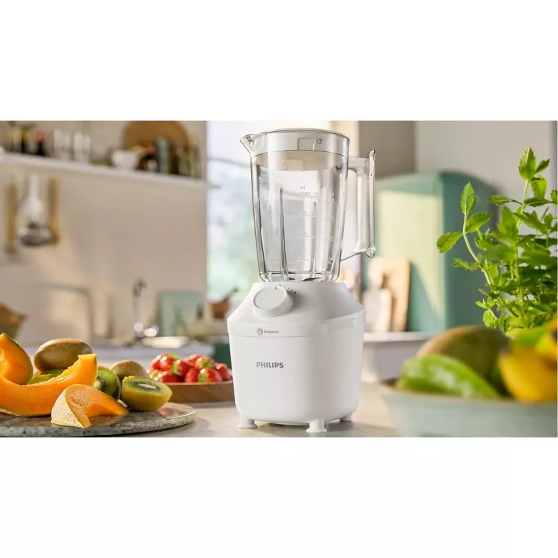 Επιτραπέζιο Μπλέντερ Philips HR2041/00 — 450 W, Δοχείο Πλαστικό 1,9 L, Λεπίδες Ατσαλιού, Λευκό