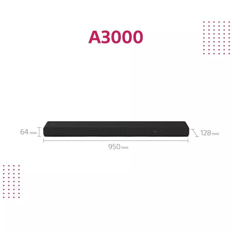 Soundbar Sony HT-A3000 Μαύρο 3.1 Κανάλια 250 W