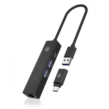 ICY BOX IB-HUB1439-LAN ενσύρματο USB 3.2 Gen 1 (3.1 Gen 1) Type-A μαύρο