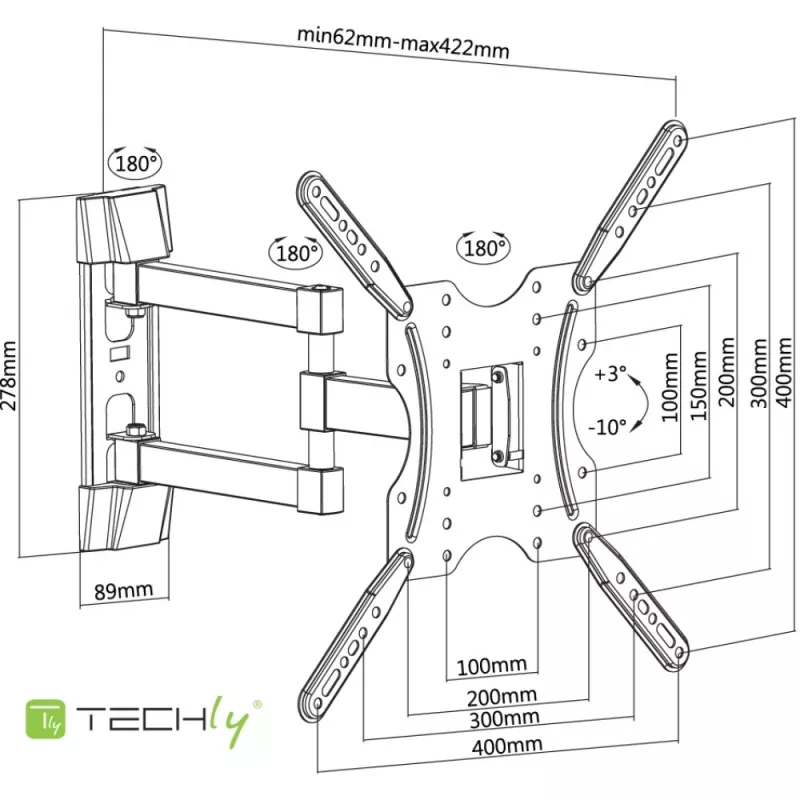 Techly 32-55 ίντσες universal βάση τοίχου LCD TV μαύρο