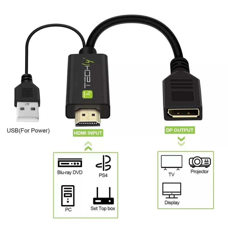 Μετατροπέας σήματος βίντεο Techly ICOC HDMI-DP12A 4096x2160 120Hz