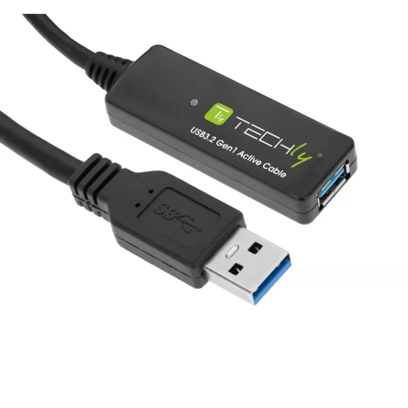Techly ICUR30100G USB 3.2 Gen 1 (USB 3.0) καλώδιο επέκτασης με επαναλήπτη, 10 m