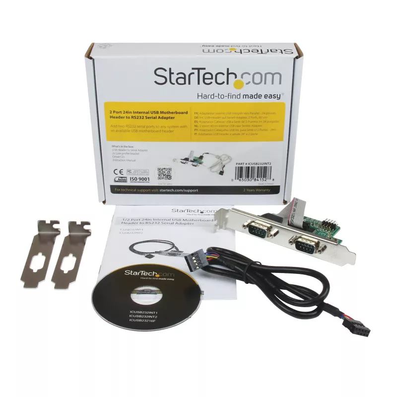 StarTech.com 61 cm Εσωτερικός προσαρμογέας USB motherboard header σε 2 θύρες σειριακές RS232