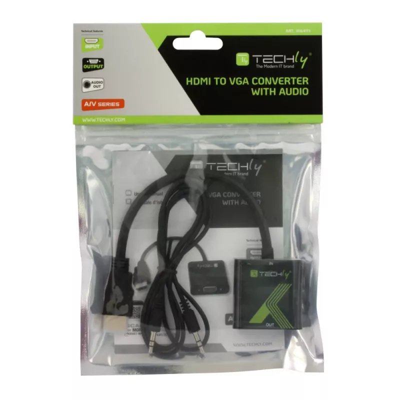 Techly Προσαρμογέας μετατροπέα καλωδίου HDMI σε VGA με ήχο IDATA HDMI-VGA2A