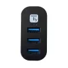Techly IUSB3-HUB3-ROTB διανομέας USB 3.0 3 θυρών, περιστρεφόμενος βύσμα USB-A 180°, με καλώδιο, μαύρος