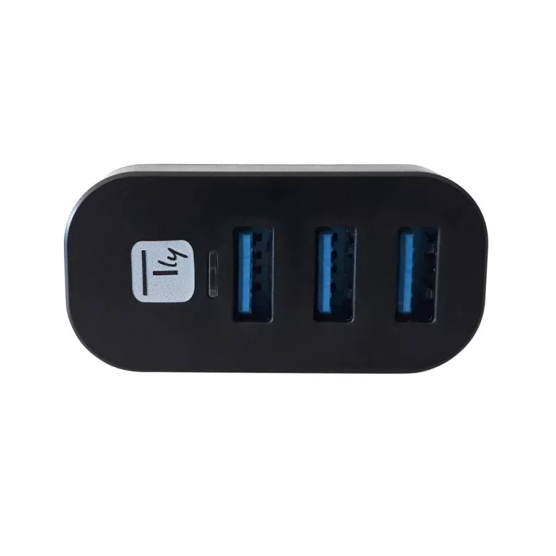 Techly IUSB3-HUB3-ROTB διανομέας USB 3.0 3 θυρών, περιστρεφόμενος βύσμα USB-A 180°, με καλώδιο, μαύρος