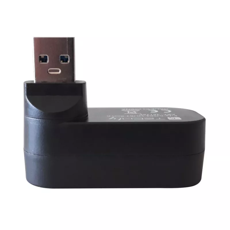 Techly IUSB3-HUB3-ROTB διανομέας USB 3.0 3 θυρών, περιστρεφόμενος βύσμα USB-A 180°, με καλώδιο, μαύρος