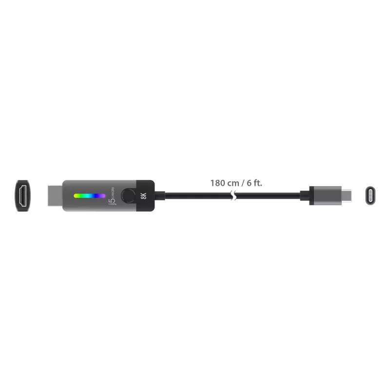 j5create JCC157-N USB-C σε HDMI 2.1 8K Καλώδιο 1,79 m