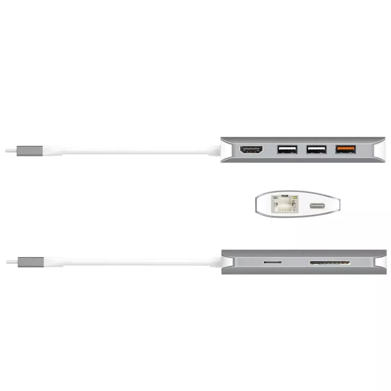 j5create JCD383 USB-C™ 9-in-1 Multi-Adapter, Ασημί και Λευκό