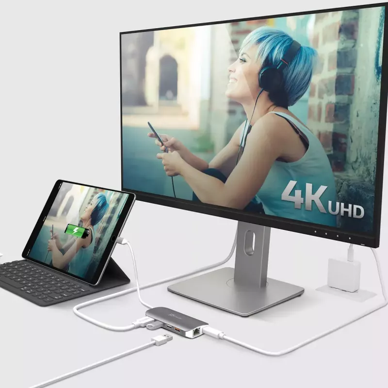 j5create JCD383 USB-C™ 9-in-1 Multi-Adapter, Ασημί και Λευκό