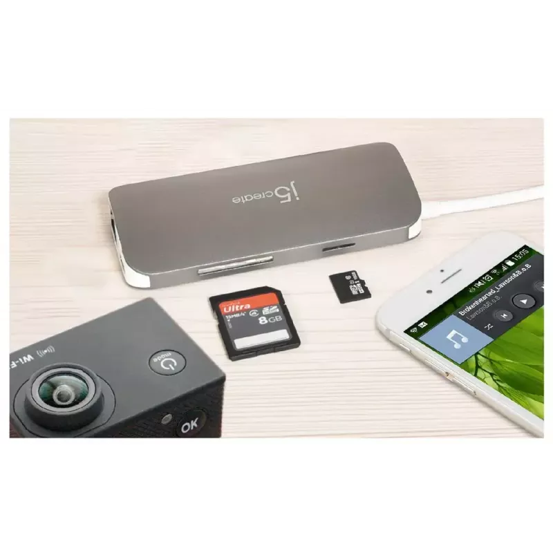 j5create JCD383 USB-C™ 9-in-1 Multi-Adapter, Ασημί και Λευκό