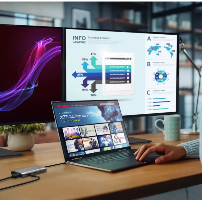 j5create JCD397-N 4K60 Elite USB-C Multi-Monitor Mini Dock Ενσύρματο USB 3.2 Gen 1