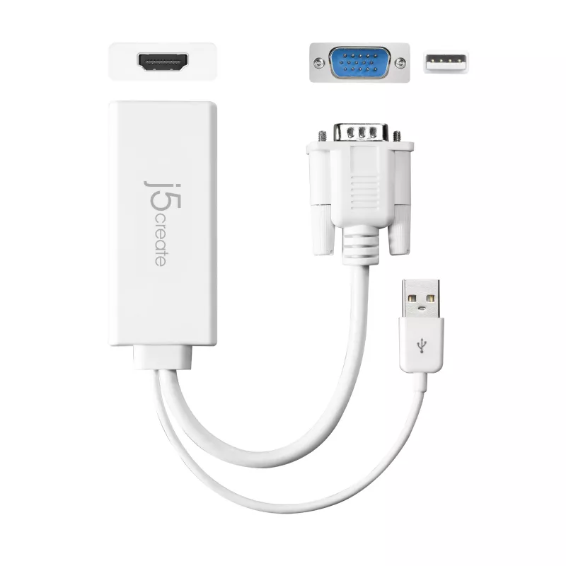 j5create JDA214 VGA-σε-HDMI-Video-Audio-Adapter Λευκό 0,176 m