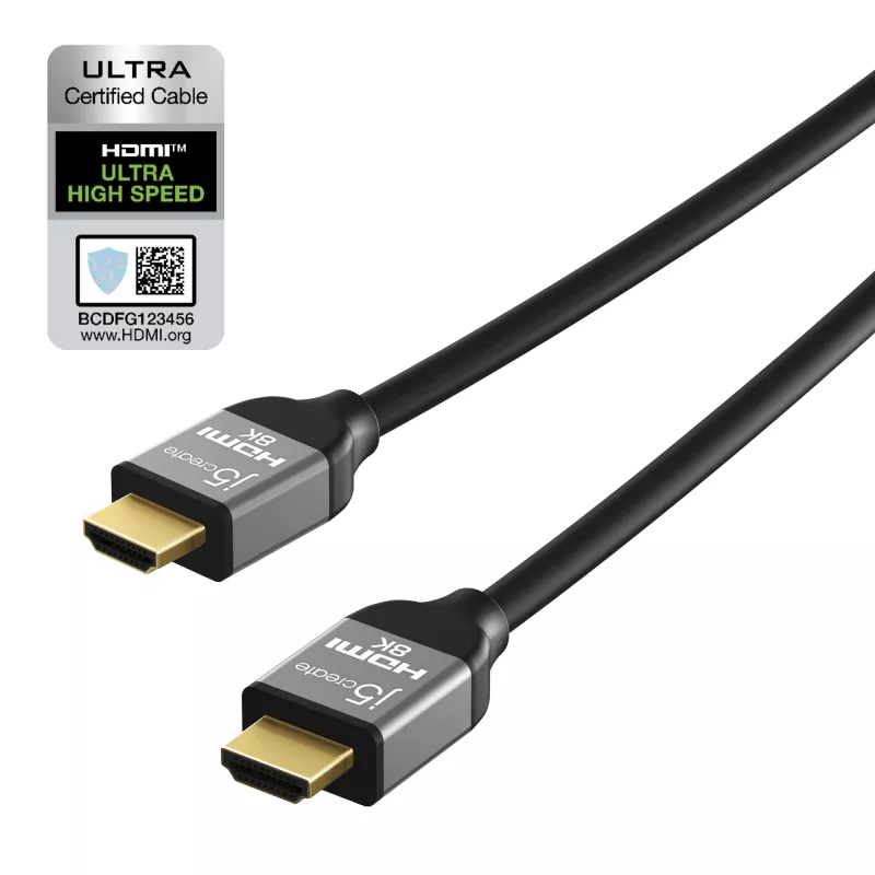 j5create JDC53 Ultra High Speed 8K UHD HDMI™ Καλώδιο, Μαύρο και Γκρι, 2 m