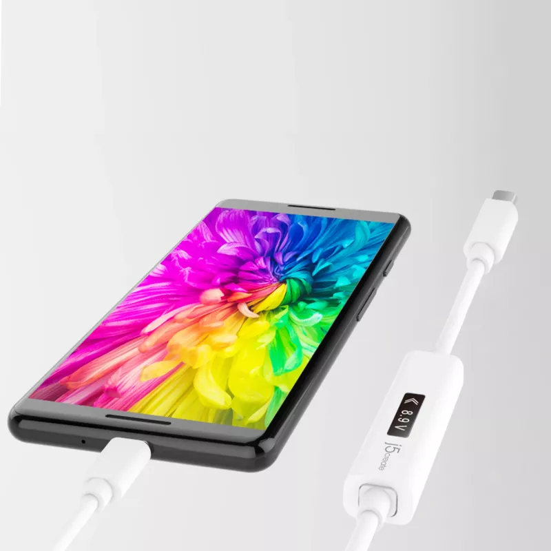 j5create JUCP14-N καλώδιο φόρτισης USB-C 2.0 σε USB-C με δυναμικό μετρητή ισχύος OLED