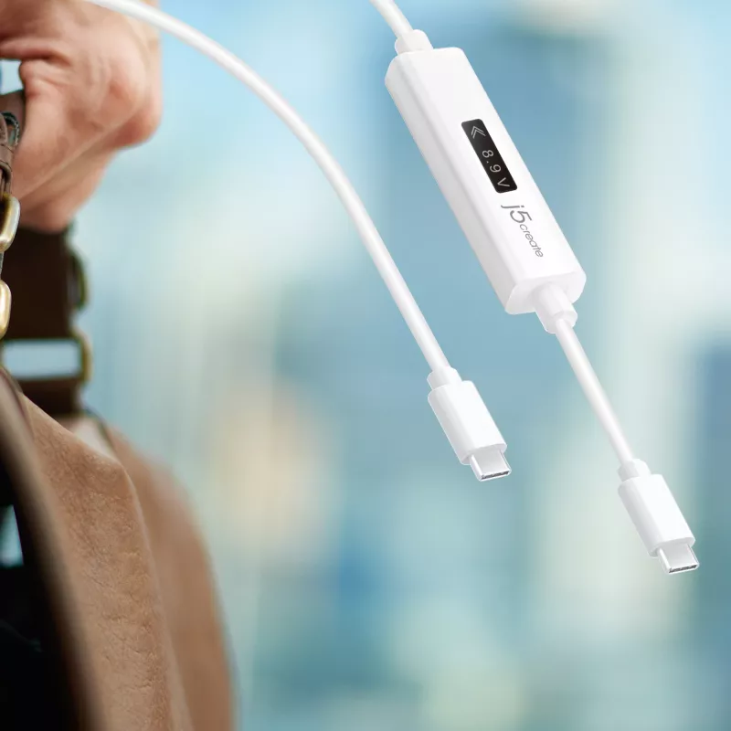 j5create JUCP14-N καλώδιο φόρτισης USB-C 2.0 σε USB-C με δυναμικό μετρητή ισχύος OLED