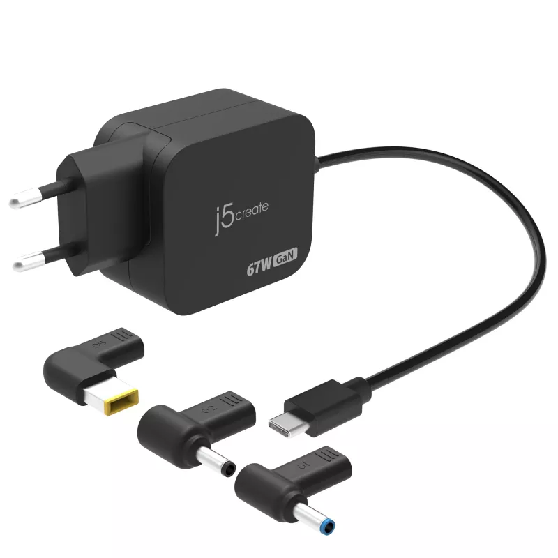 j5create JUP1565DCE3A-EN 67W GaN PD USB-C® Mini-φορτιστής με 3 τύπους DC-βυσμάτων - EU