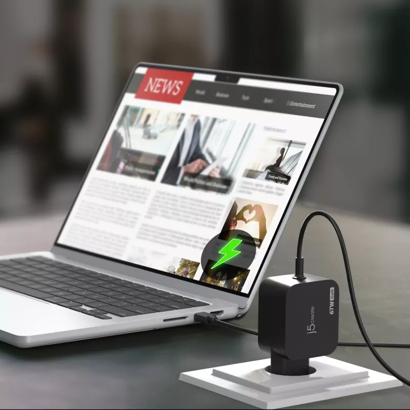 j5create JUP1565DCE3A-EN 67W GaN PD USB-C® Mini-φορτιστής με 3 τύπους DC-βυσμάτων - EU