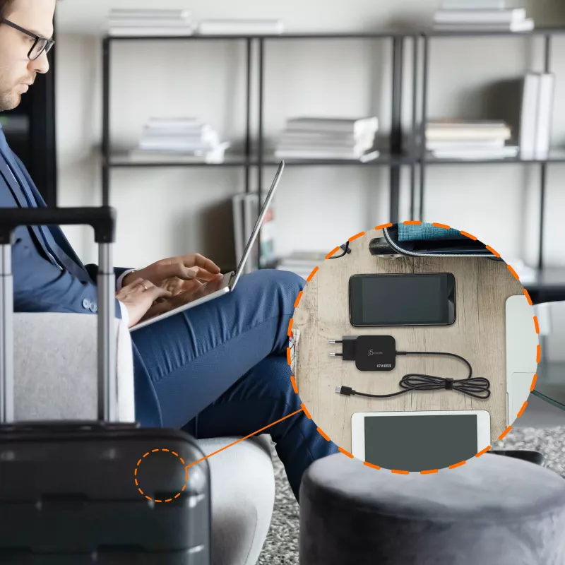 j5create JUP1565DCE3A-EN 67W GaN PD USB-C® Mini-φορτιστής με 3 τύπους DC-βυσμάτων - EU