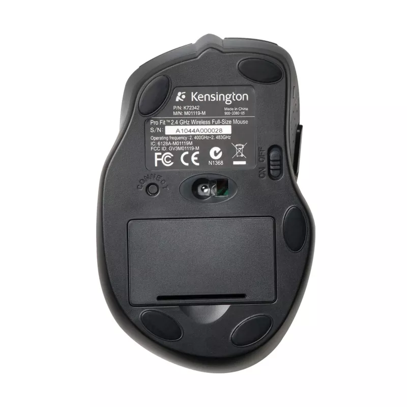 Kensington Pro Fit Wireless Full-Size Ποντίκι, αμφίχειρο, οπτικό, RF Wireless, 1600 DPI, Μαύρο