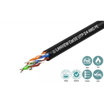 Lanview LVN122149 Καλώδιο Δικτύου Μαύρο 305 m Cat5e U/UTP (UTP)
