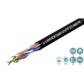 Lanview LVN122151 Καλώδιο Δικτύου Μαύρο 305 m Cat6 U/UTP UTP 10000 Mbit/s