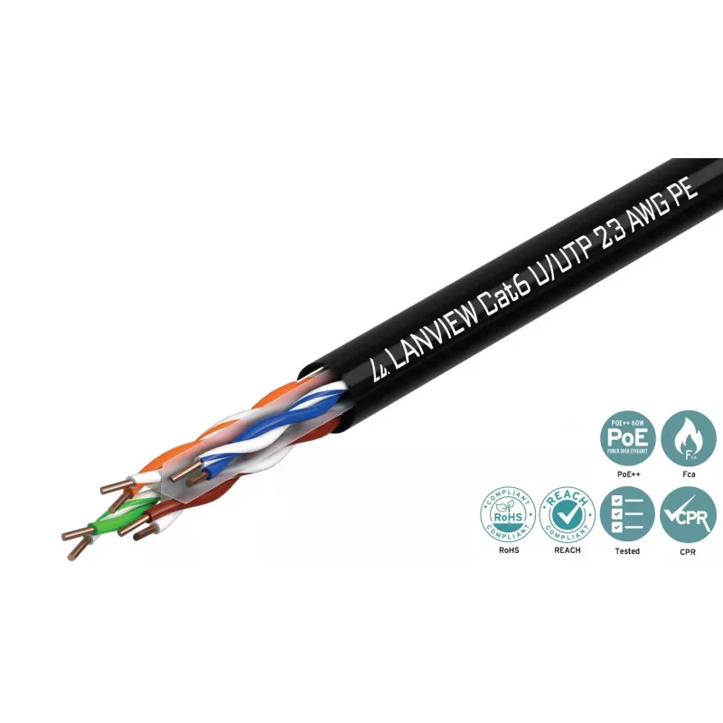 Lanview LVN122151 Καλώδιο Δικτύου Μαύρο 305 m Cat6 U/UTP UTP 10000 Mbit/s