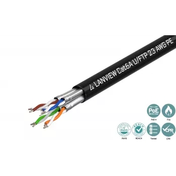 Lanview LVN122445 Καλώδιο Δικτύου Μαύρο 500 m Cat6a U/UTP (UTP)