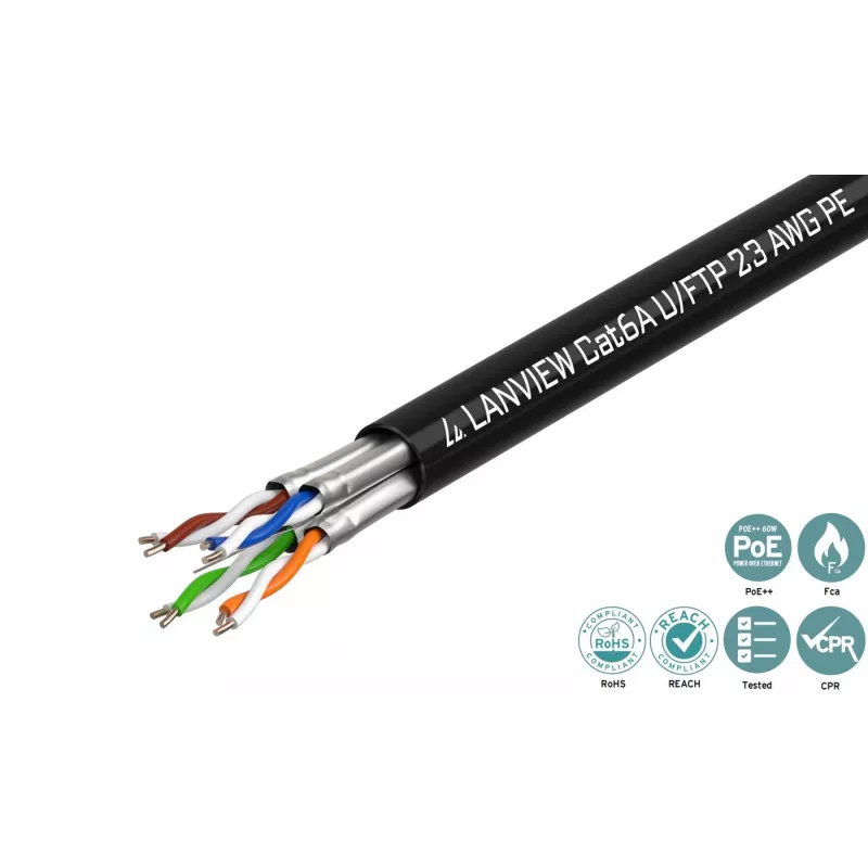 Lanview LVN122445 Καλώδιο Δικτύου Μαύρο 500 m Cat6a U/UTP (UTP)