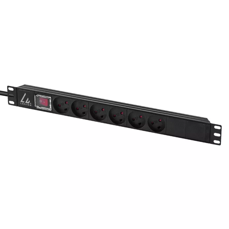 Lanview LVR-3MDK-SW-DK6 Πολύπριζο rack 19 ιντσών, 1U, 13 A, με διακόπτη on/off
