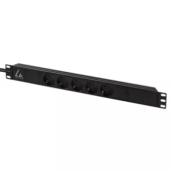 Lanview Πολύπριζο rack 19 ιντσών 1U 10A, 5x Schuko (LVR-3MSCH-LIC-SCH5)