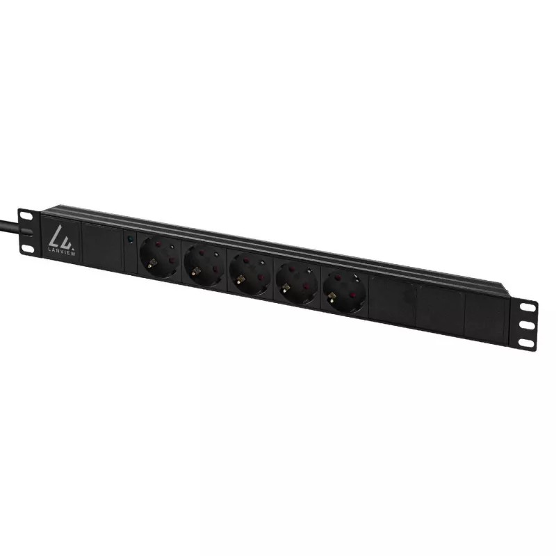 Lanview Πολύπριζο rack 19 ιντσών 1U 10A, 5x Schuko (LVR-3MSCH-LIC-SCH5)