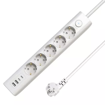 Microconnect Πολύπριζο 5 θέσεων USB Schuko με διακόπτη on/off 1,5 m, λευκό