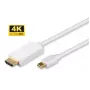 Microconnect MDPHDMI3-4K Προσαρμογέας καλωδίου βίντεο 3 m Mini DisplayPort HDMI Type-A (Standard) Λευκό