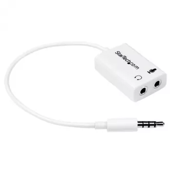 StarTech.com Λευκός προσαρμογέας headset για headsets με ξεχωριστά βύσματα ακουστικών/μικροφώνου – 3,5 mm 4-πολικό σε 2x 3-πολικό 3,5 mm M/F