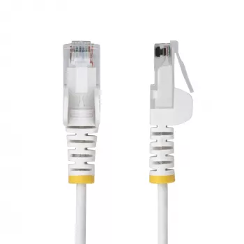 StarTech.com 15m λευκό λεπτό CAT6 καλώδιο Ethernet, προστασία γλωττίδας, 100W PoE, UTP, LSZH, 28AWG καλώδιο καθαρού γυμνού χαλκού, λεπτό RJ45 καλώδιο δικτύου/patch με ανακούφιση τάσης, ελεγμένο μεμονωμένα