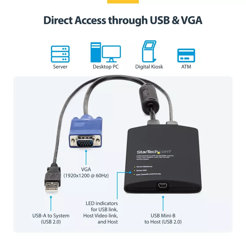 Προσαρμογέας USB Crash Cart StarTech.com με μεταφορά αρχείων & εγγραφή βίντεο