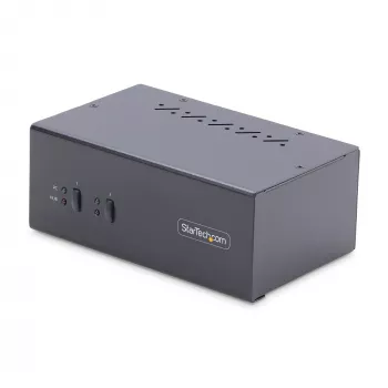 StarTech.com Διακόπτης KVM DisplayPort 2 θυρών για δύο οθόνες, 4K 60Hz, 2x θύρες USB 5Gbps Hub, 2x θύρες USB 2.0 HID, εναλλαγή με hotkey και κουμπί, συμμόρφωση TAA – επίπεδο προστασίας ESD 3