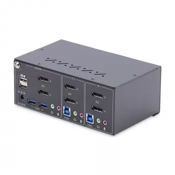 StarTech.com Διακόπτης KVM DisplayPort 2 θυρών για δύο οθόνες, 4K 60Hz, 2x θύρες USB 5Gbps Hub, 2x θύρες USB 2.0 HID, εναλλαγή με hotkey και κουμπί, συμμόρφωση TAA – επίπεδο προστασίας ESD 3