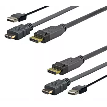 Vivolink PROHDMIUSBDP5 Καλώδιο βίντεο-προσαρμογέας 5 m DisplayPort HDMI + USB Μαύρο