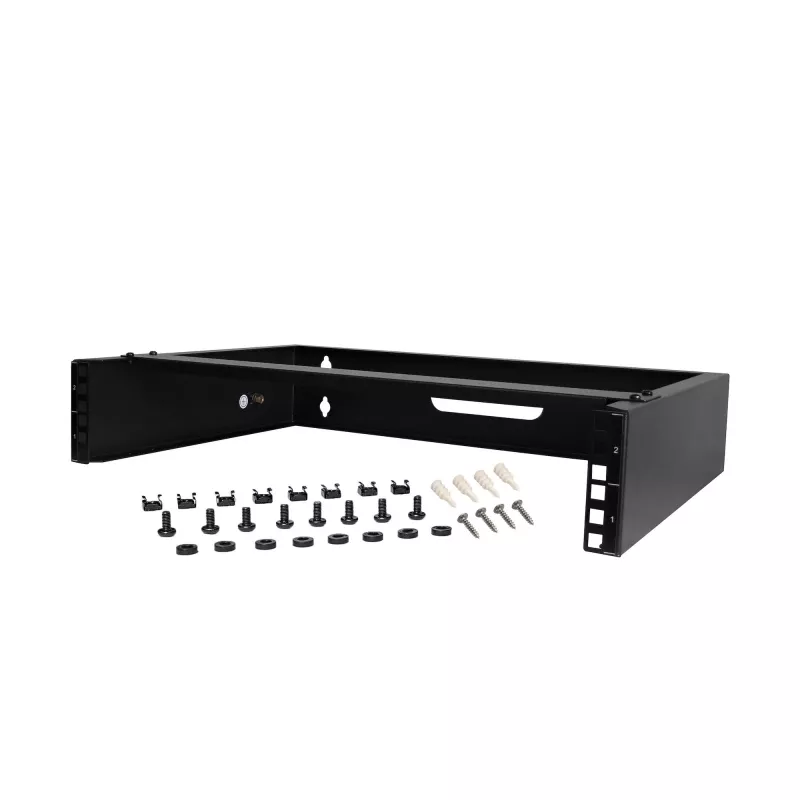 StarTech.com RACK-2U-14-BRACKET ικρίωμα δικτύου τοίχου 2U 19 ιντσών, βάθος 14 ιντσών (χαμηλό προφίλ), βάση για patch panel, αντοχή φορτίου 35 kg (77 lbs), μαύρο