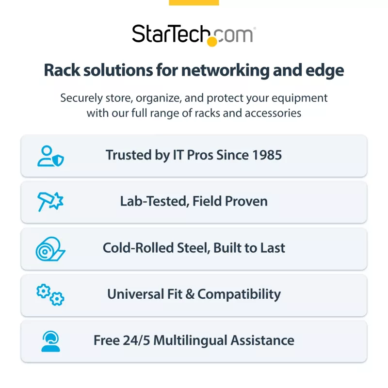 StarTech.com RACK-2U-14-BRACKET ικρίωμα δικτύου τοίχου 2U 19 ιντσών, βάθος 14 ιντσών (χαμηλό προφίλ), βάση για patch panel, αντοχή φορτίου 35 kg (77 lbs), μαύρο