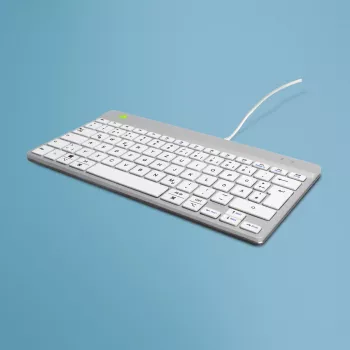R-Go Tools Εργονομικό πληκτρολόγιο R-Go Compact Break, συμπαγές πληκτρολόγιο με λογισμικό διαλειμμάτων, QWERTZ (DE), ενσύρματο, λευκό