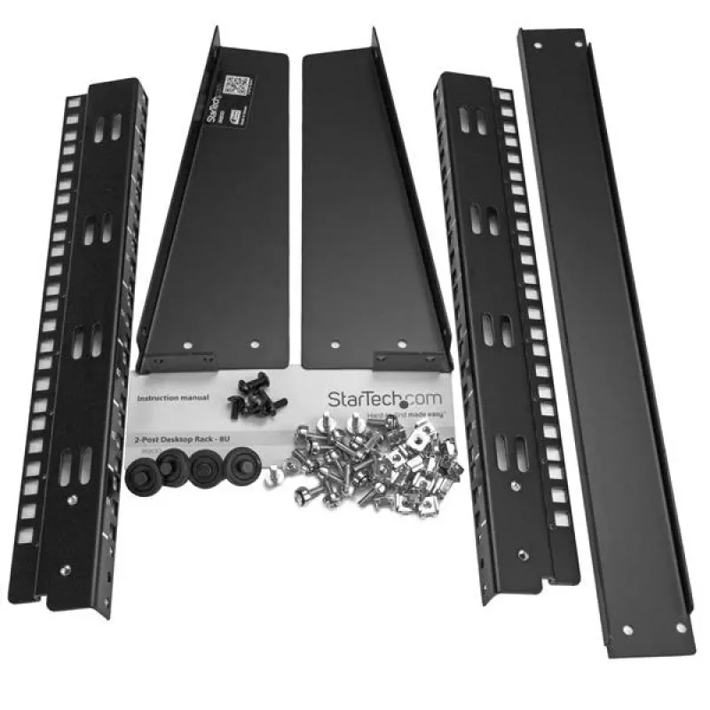 StarTech.com 2-Post 8U Desktop-Server-Rack, μικρό Open-Frame 19 inch rack υπολογιστή, συμπαγές δικτυακό rack για εξοπλισμό AV/στούντιο/δεδομένων/IT – ελεύθερο δίστυλο rack για σπίτι/γραφείο