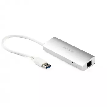 StarTech.com Φορητό Hub USB 3.0 3 θυρών με Gigabit Ethernet - ενσωματωμένο καλώδιο~Φορητό Hub USB 3.0 3 θυρών με Gigabit Ethernet - 5 Gbit/s - ενσωματωμένο καλώδιο