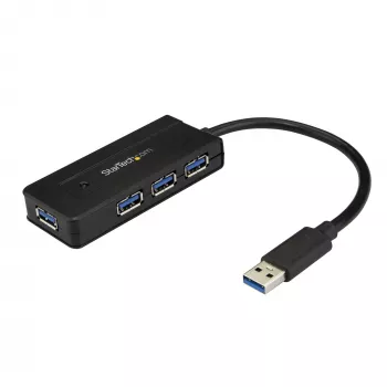 StarTech.com Hub USB 3.0 4 θυρών (SuperSpeed 5 Gbit/s) με γρήγορη φόρτιση – Φορητό Hub USB 3.1 Gen 1 Type-A για laptop/desktop – Τροφοδοσία από το bus USB ή αυτοτροφοδοτούμενο για υψηλή απόδοση – Mini/Compact