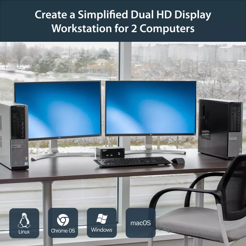 StarTech.com Διακόπτης KVM USB 2 θυρών Dual DisplayPort με ήχο & hub USB 2.0