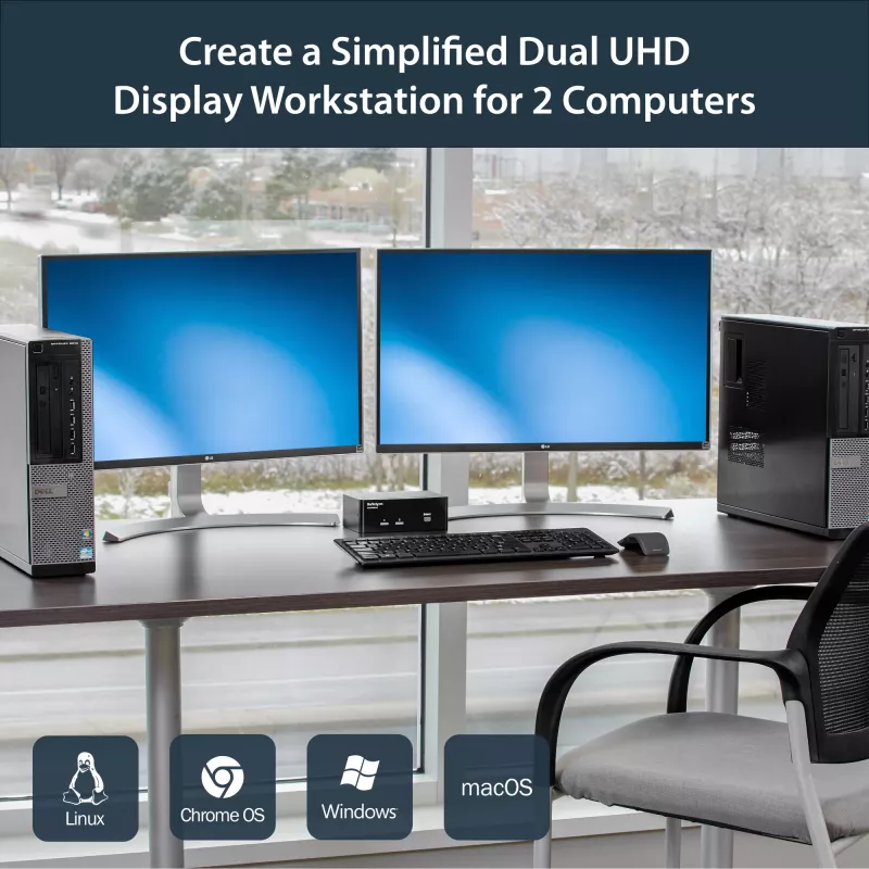 StarTech.com Διακόπτης KVM DisplayPort 2 θυρών για δύο οθόνες – 4K 60Hz