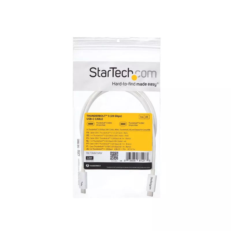 StarTech.com Καλώδιο Thunderbolt 3 – 20 Gbit/s – 1 m – Λευκό – Συμβατό με Thunderbolt, USB και DisplayPort